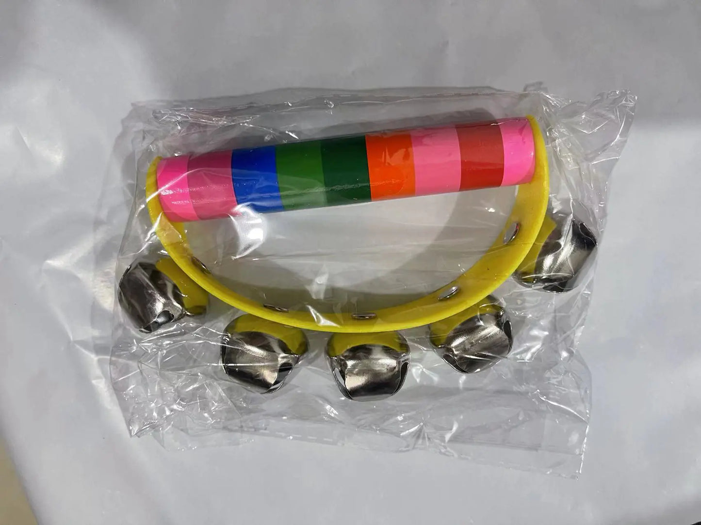 Wooden Five-Bell Half-Round Hand Rattle