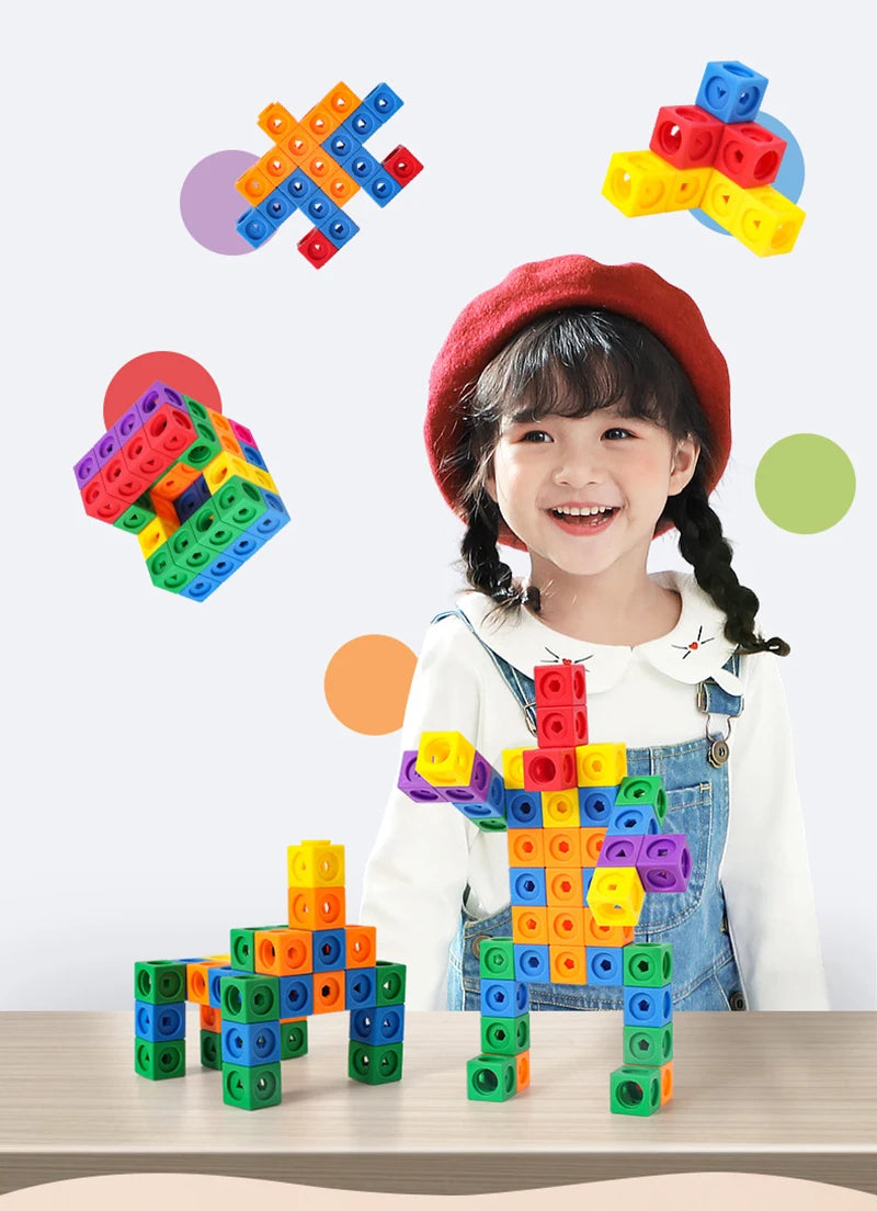 Rainbow Link Cubes Stacking Game