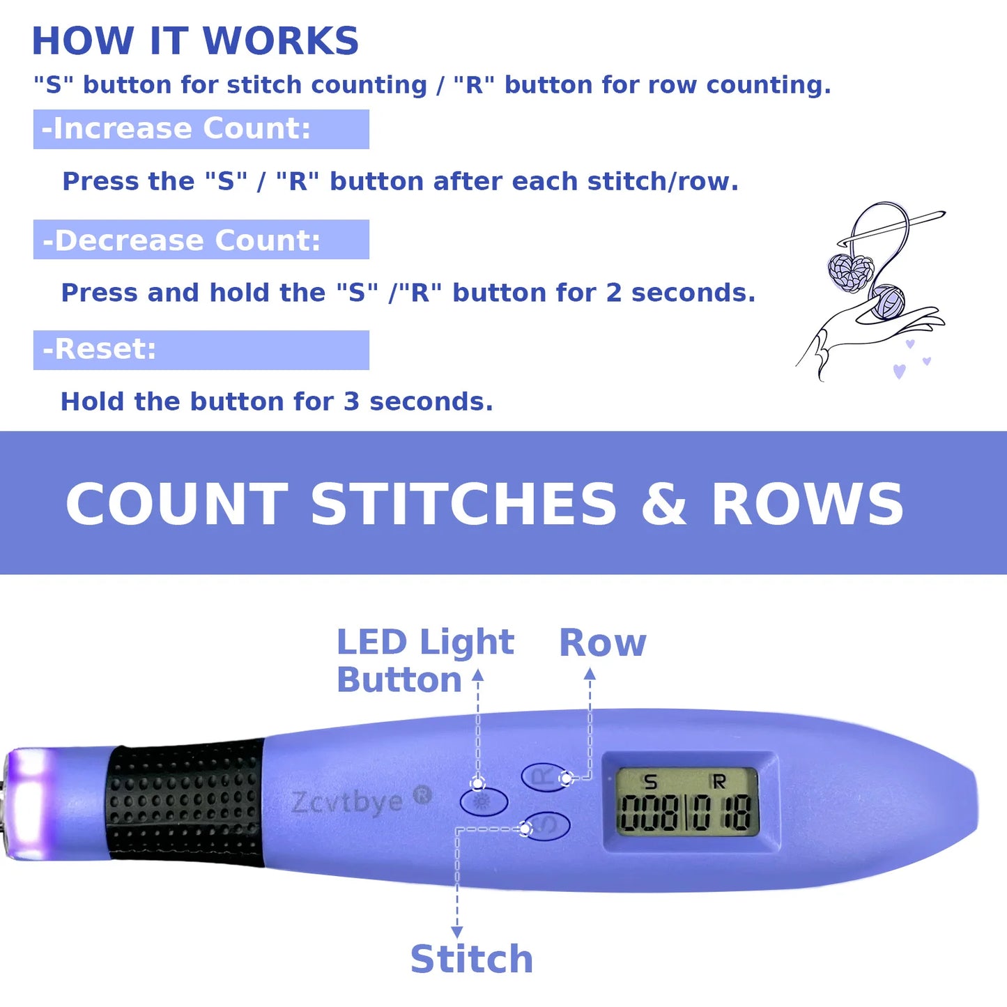 Electric LED Crochet Hook Set
