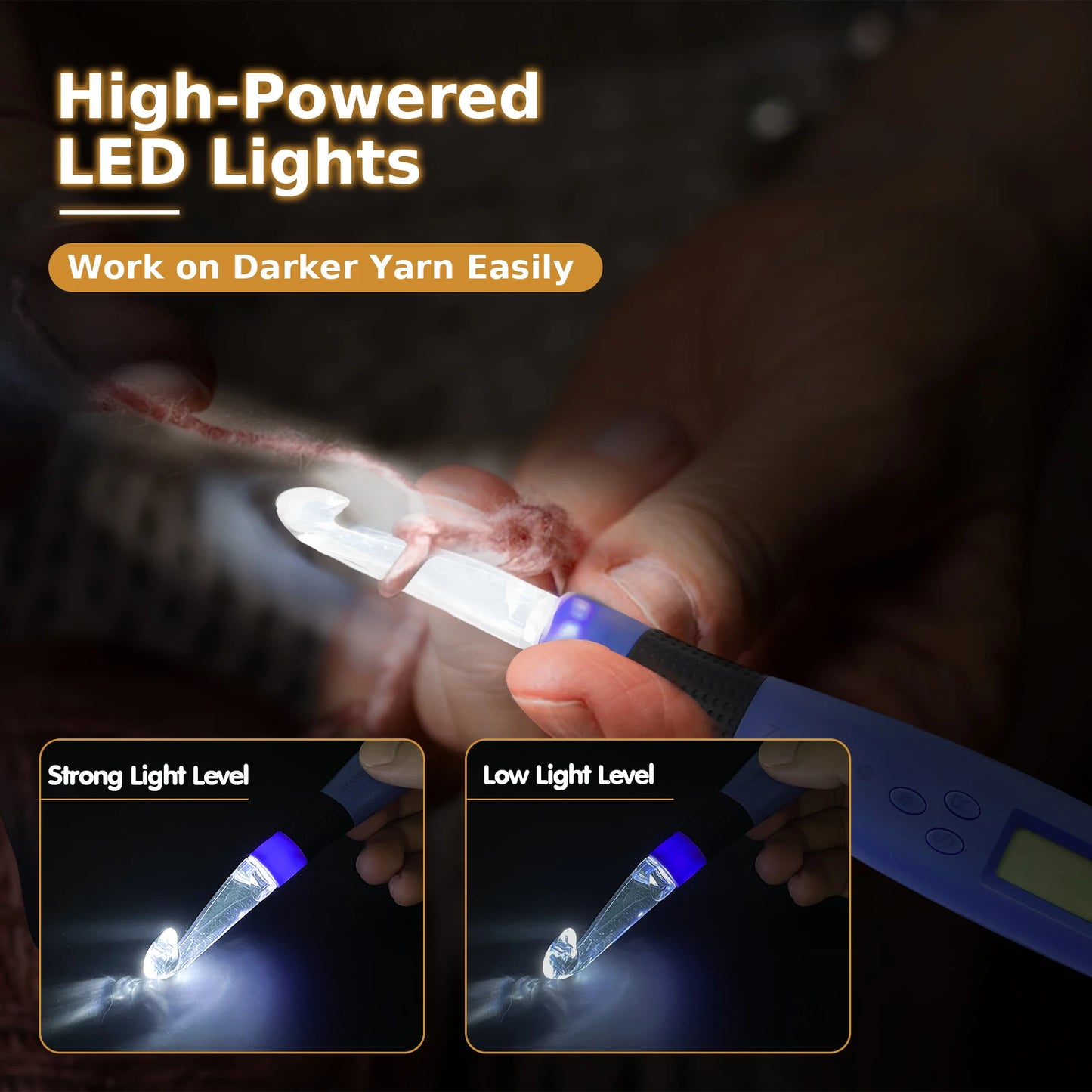 Electric LED Crochet Hook Set