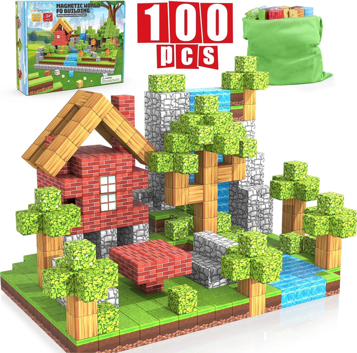 100PCS Magnetic Building Blocks