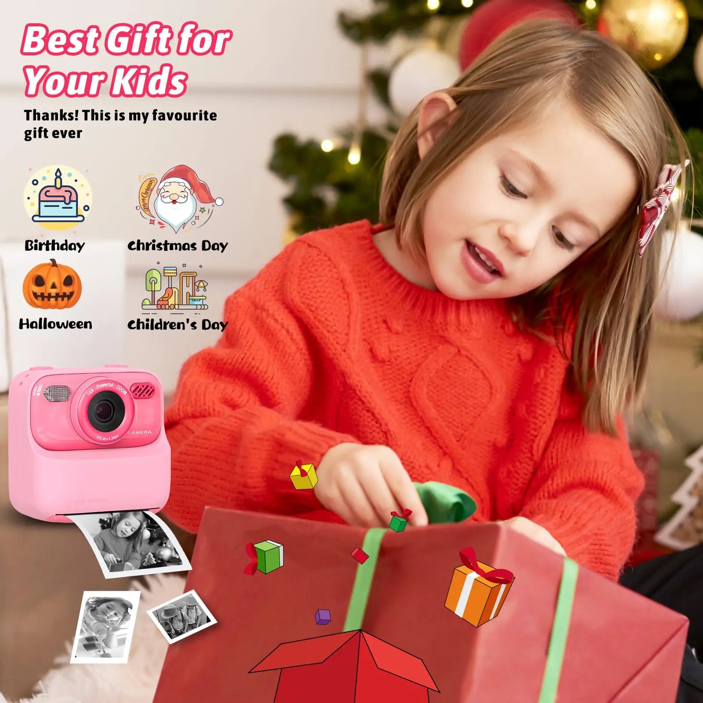 AMORUS Kids Camera 1080P HD Dual Lens