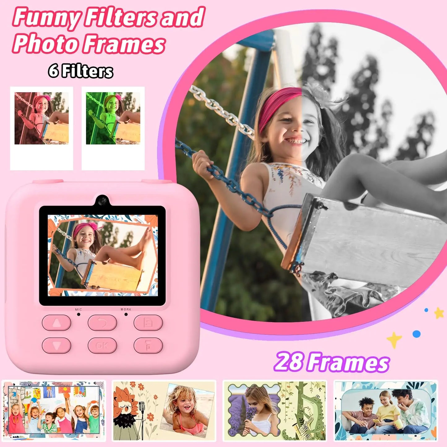 AMORUS Kids Camera 1080P HD Dual Lens