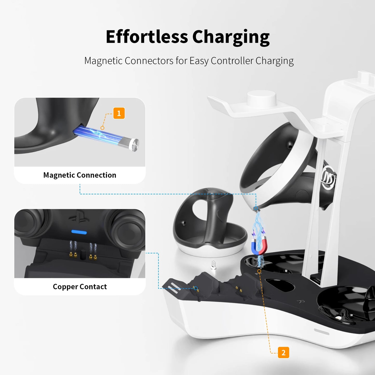 AceGamer 4-in-1 Charging Station for PS VR2 and PS5 Dual Charging Dock with VR Headset Display Holder and Headphone Rack