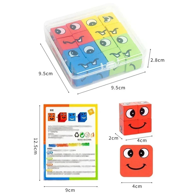 Children's Face Changing Expressions Building Blocks
