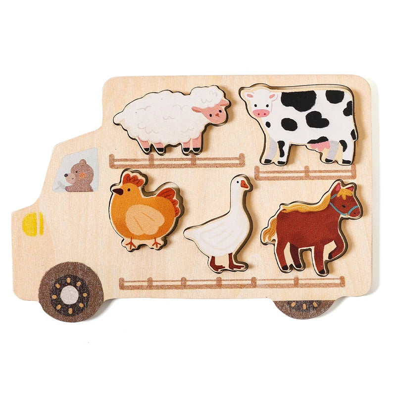 Car & Farm Animal 3D Wooden Puzzle