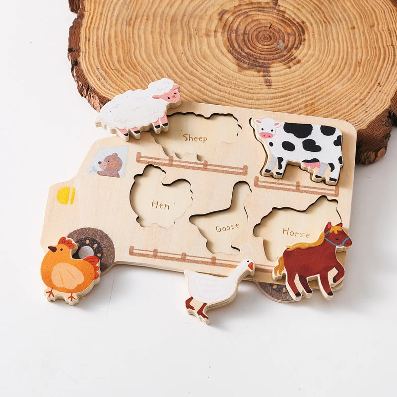 Car & Farm Animal 3D Wooden Puzzle