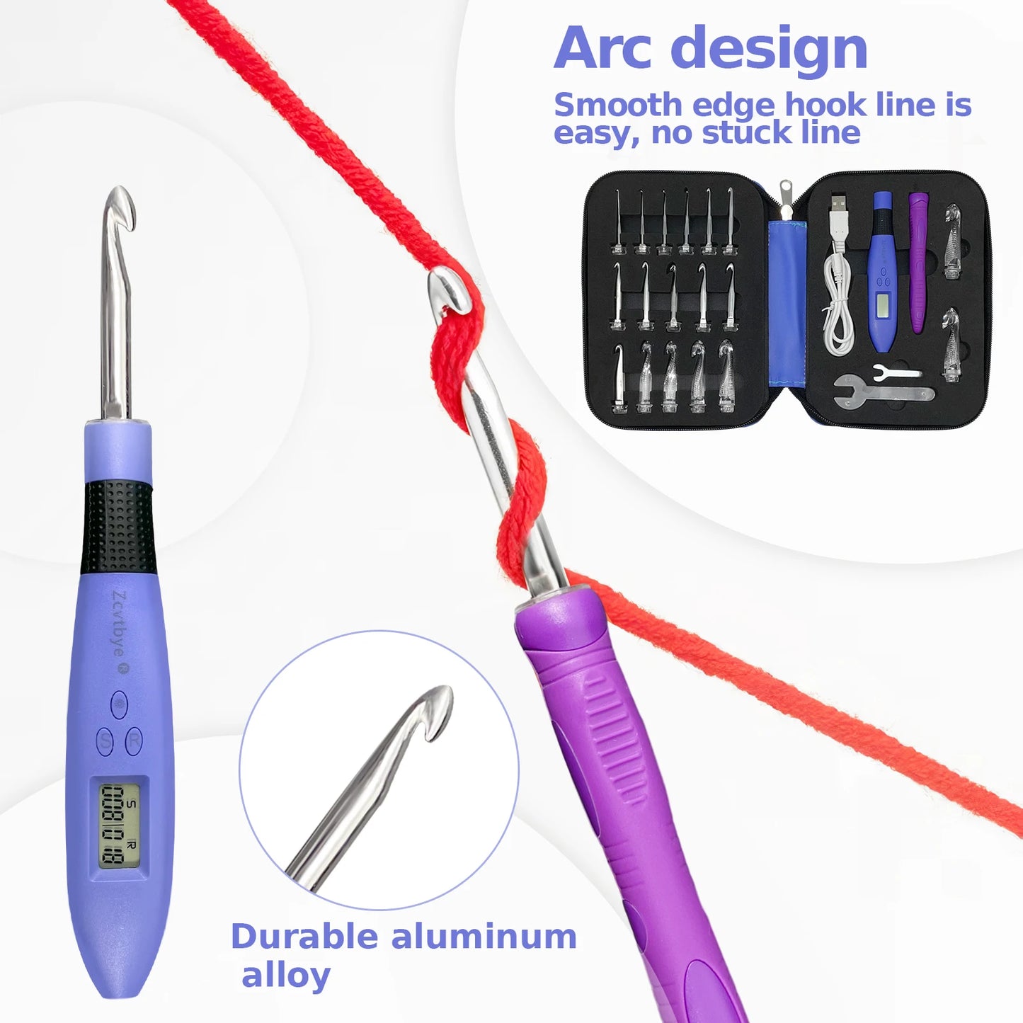 Electric LED Crochet Hook Set