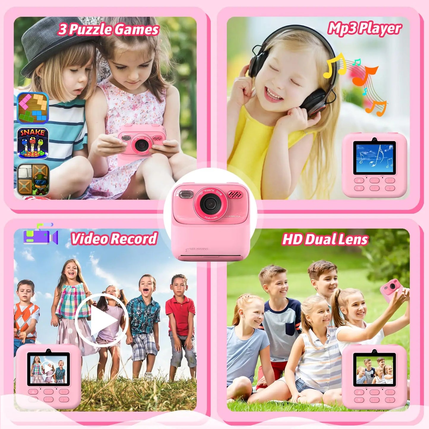 AMORUS Kids Camera 1080P HD Dual Lens
