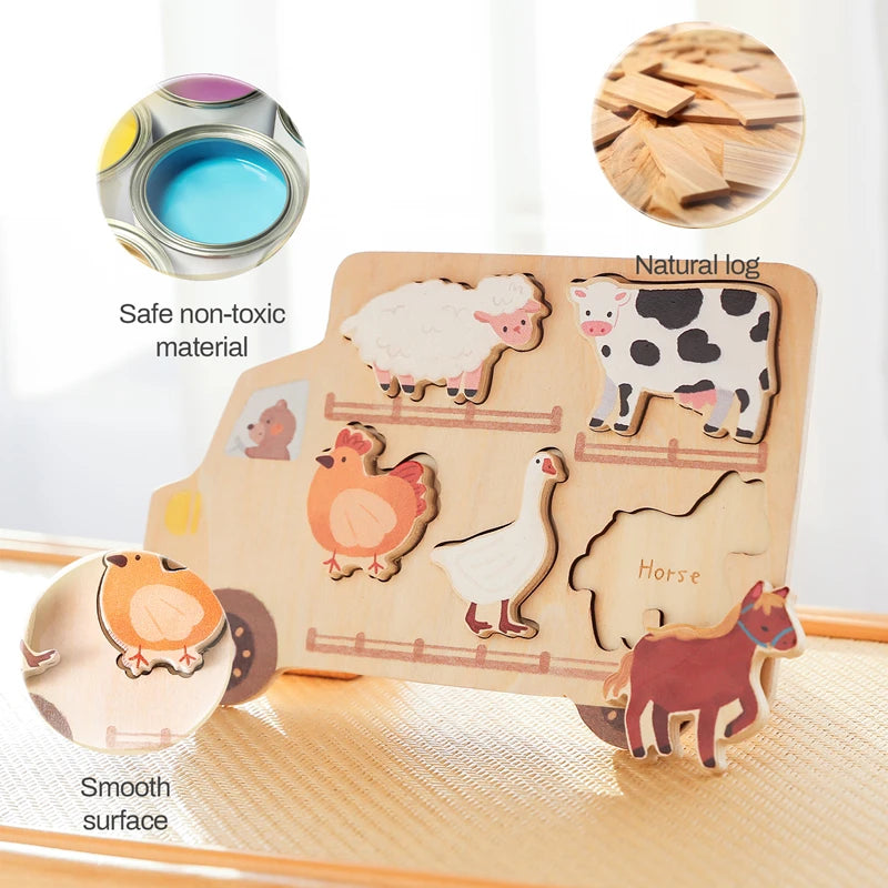Car & Farm Animal 3D Wooden Puzzle