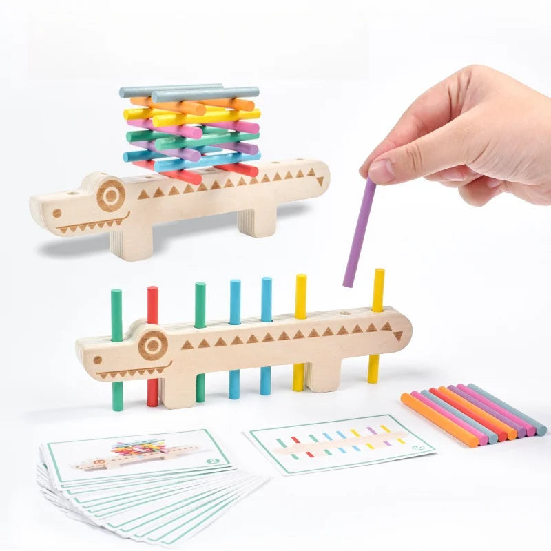 Wooden Color Cognition Stick Balance Games