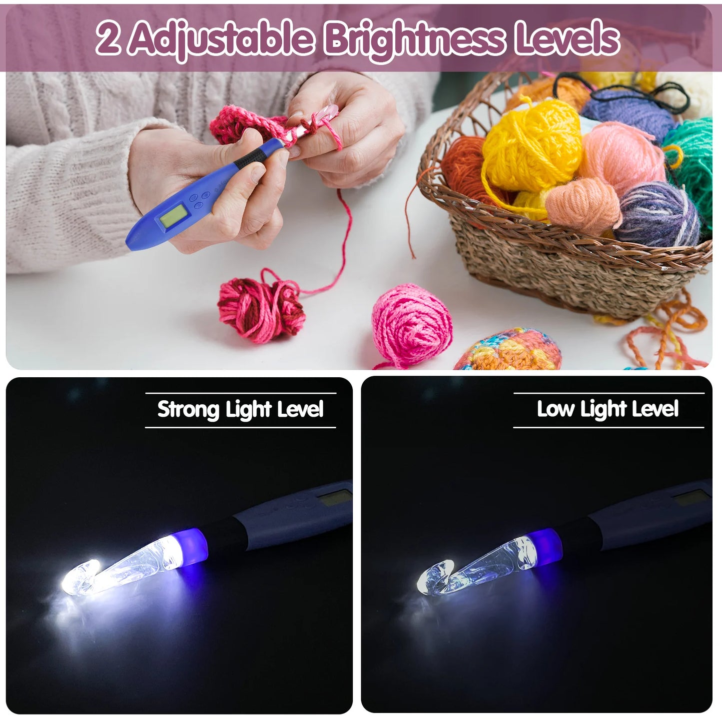 Electric LED Crochet Hook Set