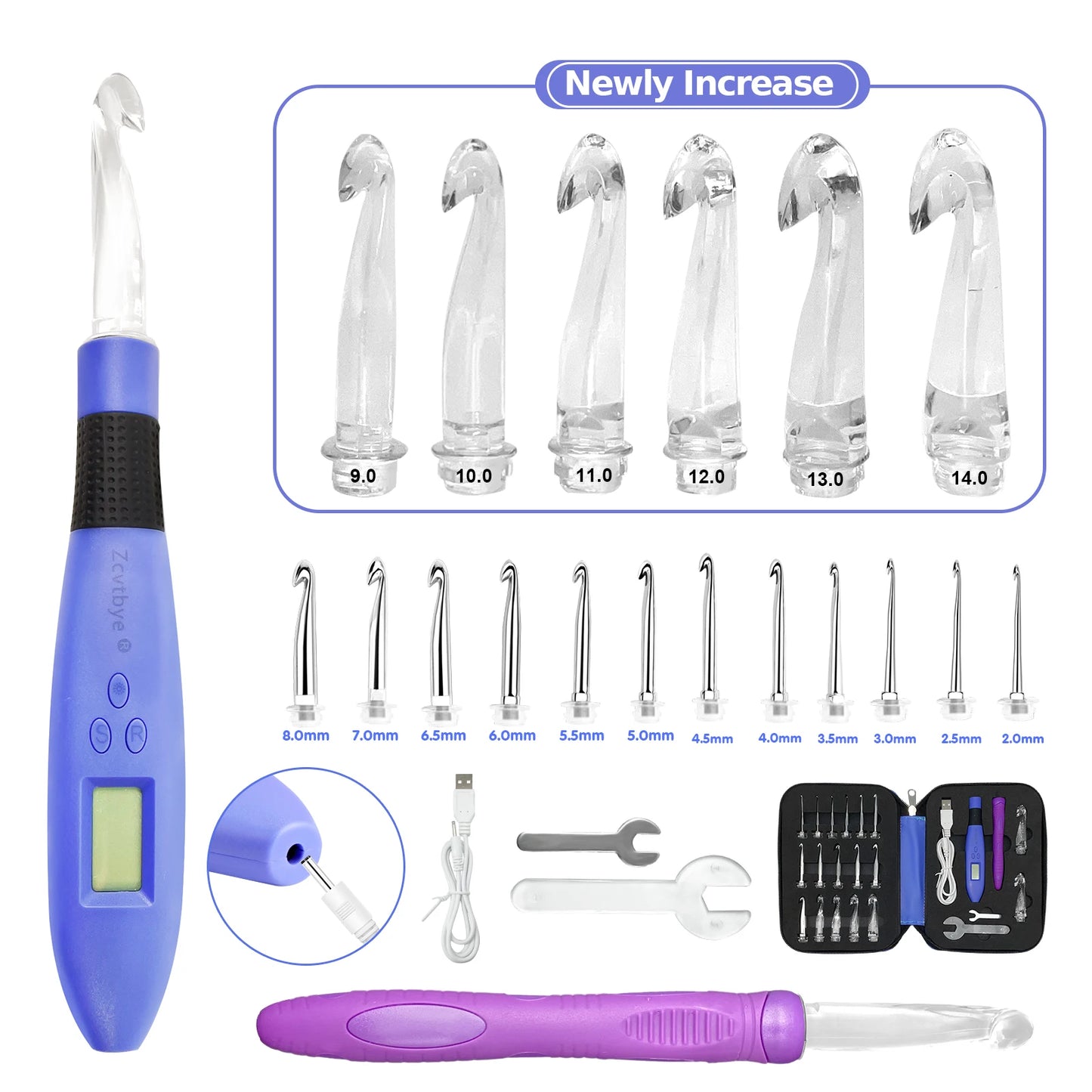 Electric LED Crochet Hook Set