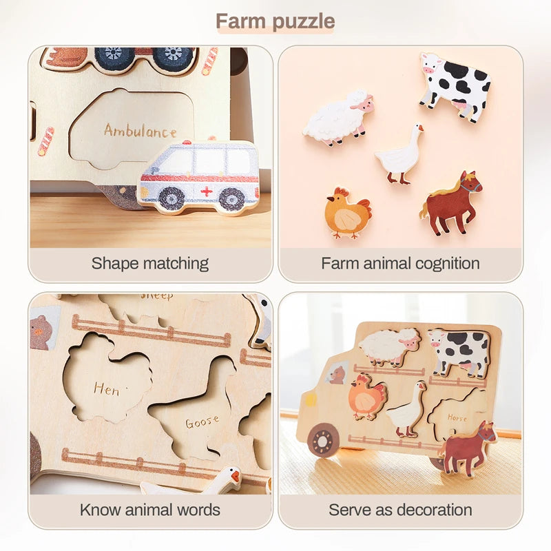 Car & Farm Animal 3D Wooden Puzzle