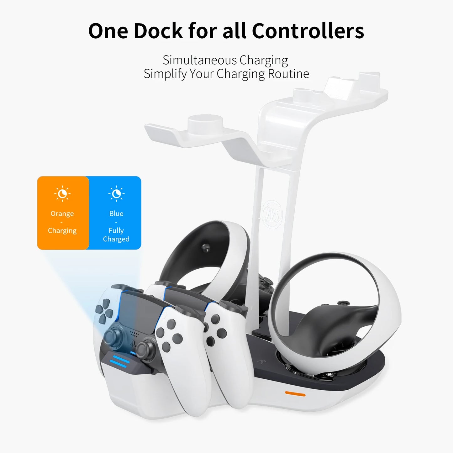 AceGamer 4-in-1 Charging Station for PS VR2 and PS5 Dual Charging Dock with VR Headset Display Holder and Headphone Rack