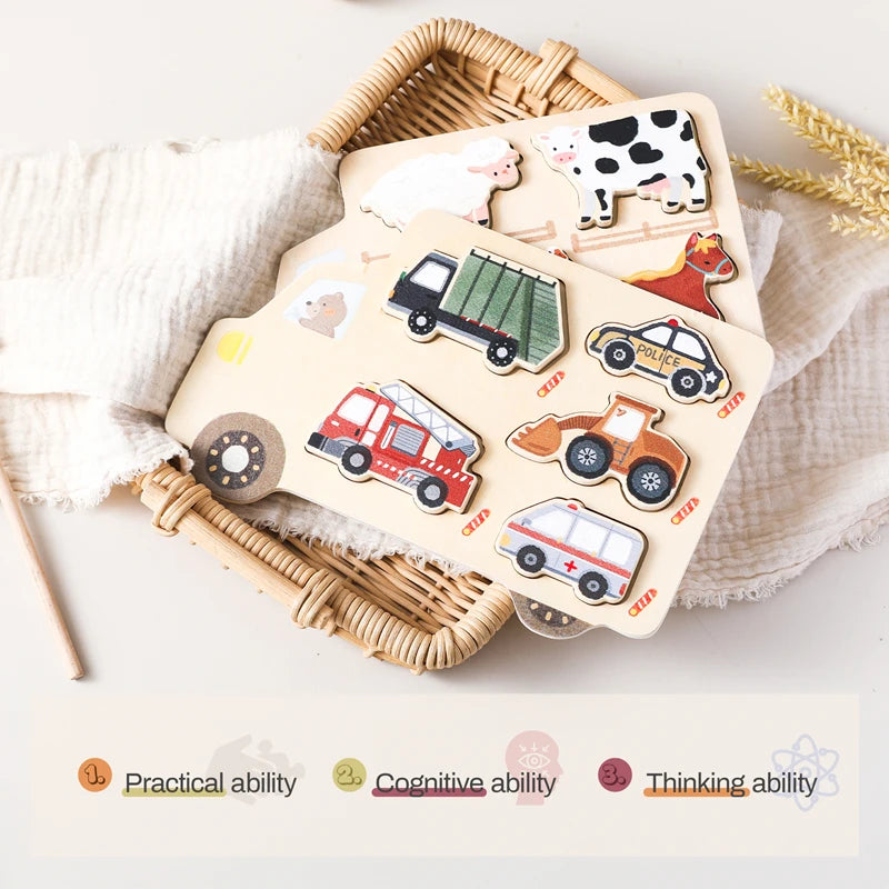 Car & Farm Animal 3D Wooden Puzzle