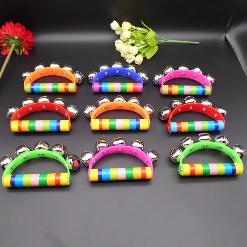 Wooden Five-Bell Half-Round Hand Rattle