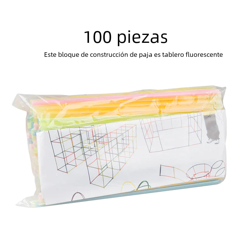 4D Space Straw Building Blocks for Creative Play