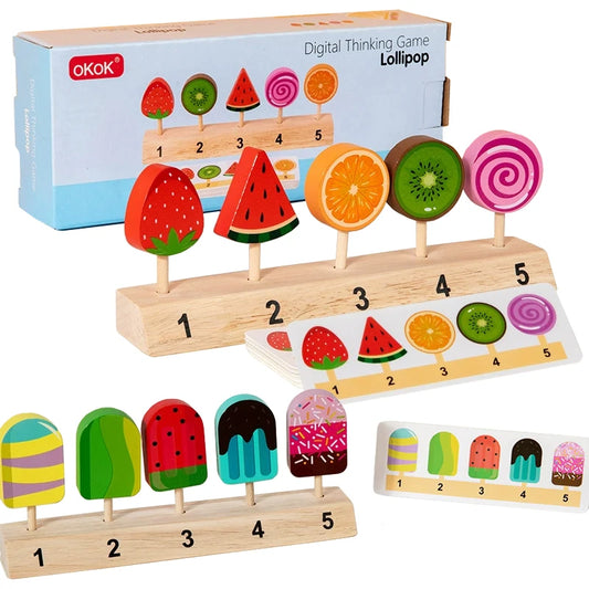 Wooden Fruit Candy Ice Cream Matching Game