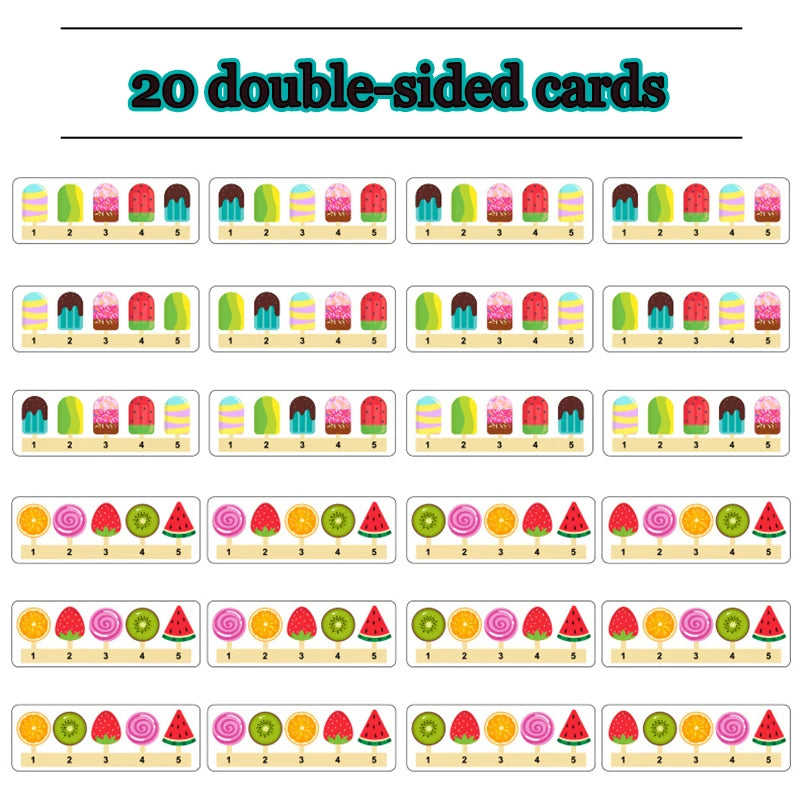 Wooden Fruit Candy Ice Cream Matching Game