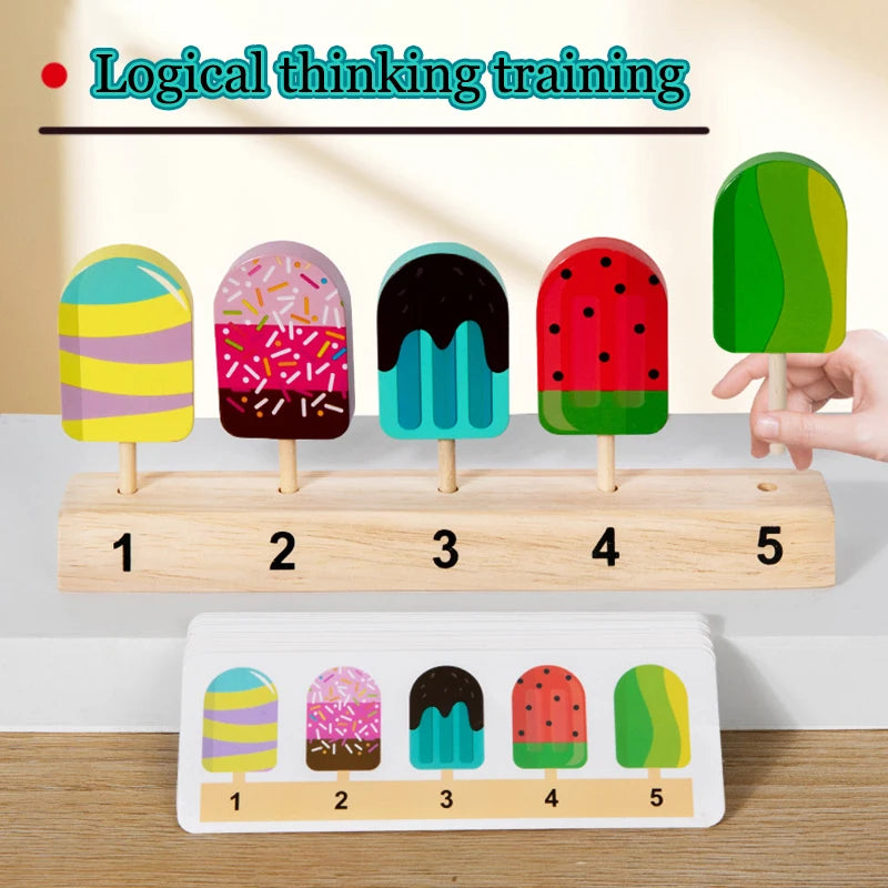 Wooden Fruit Candy Ice Cream Matching Game